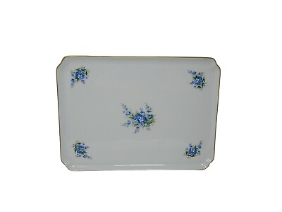 #ad Limoges Chamart Hand Painted Forget me nots Dresser Tray 11 1 2quot; $45.00