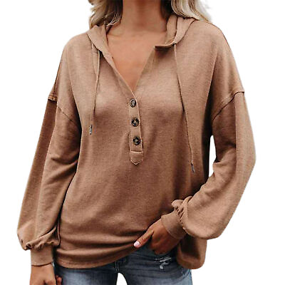 #ad Women Top Hooded Long Sleeve Loose Pure Color Women Sweatshirt Comfortable $17.94