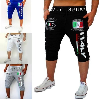 #ad quot;Men#x27;s Athletic Shorts with Italy Print: Symbol of Life. Stylish Capri Clothing $27.66