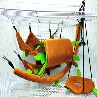 #ad 5Pcs Pet Hamster Bird Hanging Swing Hammock Animal Rat Mouse Cage Rope Bed Toys $10.29