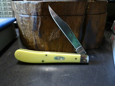 #ad CASE POCKET KNIFE SLIMLINE TRAPPER 4.125quot; CLOSED YELLOW COMP HANDLE BLADE S.S. $49.99