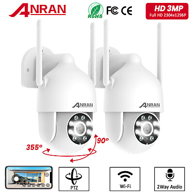 #ad 2PCS ANRAN Security Camera 360° PTZ Wifi 3MP Wireless 2 Way Audio IP66 Outdoor $68.38