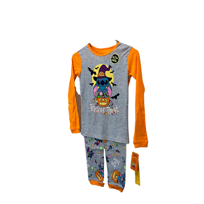 #ad Disney Lilo Stitch Trick Or Treat Halloween Pajamas Girl Glow In The Dark NWT $15.42
