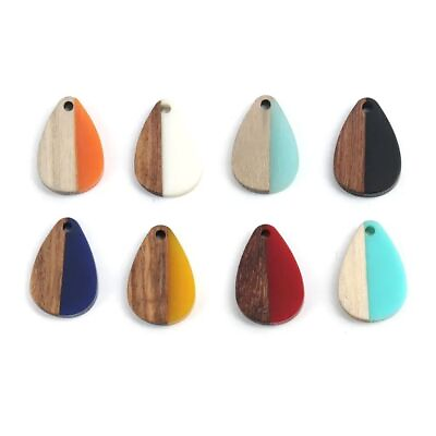 #ad Wooden Pattern Teardrop Resin Charms Wood Texture Multicolor Charm Pendants 5pcs $9.38