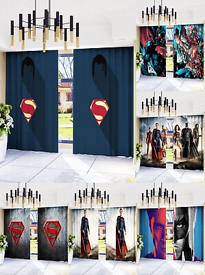 #ad Super Man 2 Panels Blackout Window Curtains Living Room Thicken Drape Home Decor $116.99