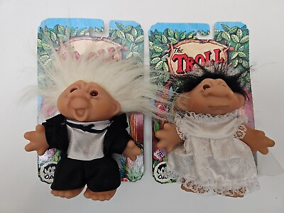 #ad The Troll Family Bride And Groom No. 5401 amp; 5402 Dam 1985 Vtg. Original Pkg NOS $46.00