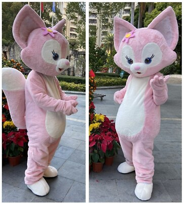 #ad Pink Fox Linabell Mascot Costume Suits Cosplay Party Game Dress Outfits Clothing $278.99