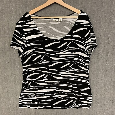 #ad Cato Shirt Womens XL Black Blouse Tunic Top Ladies Layered Short Sleeve $12.99