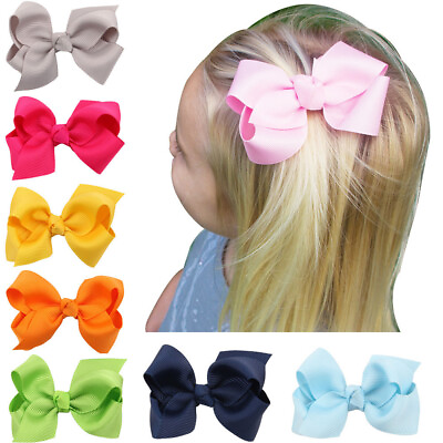 #ad Hair Bow Boutique Baby Girls Grosgrain Ribbon With Clips Headwear Barrettes $0.99