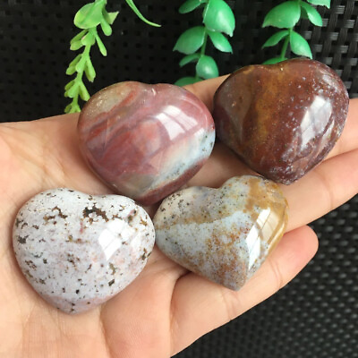 #ad 83g 4pcs Ocean Jasper Heart Love Small Size Stone Quartz Crystal Healing $19.00