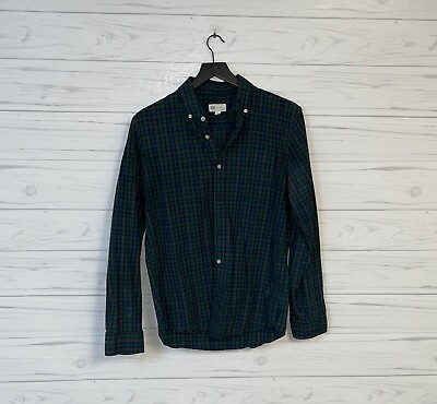 #ad Gap plaid shirt mens size medium button down long sleeve green slim fit $8.92