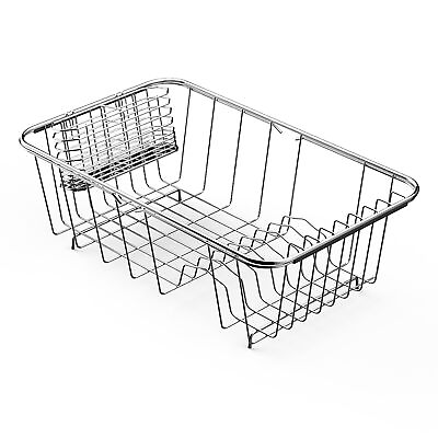 #ad Expandable Dish Drying Rack Drainage Rack Over Sink Stainless Steel Dish Dr... $41.49