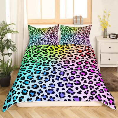 #ad Colorful Cheetah Comforter Cover Twin Leopard Print Duvet Cover for Kids Teen... $54.06