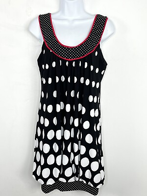 #ad IZ Byer Womens Dress sz M Black White Polka Dot Sleeveless $35.00