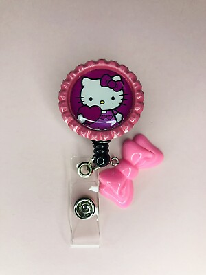 #ad Hello Kitty Hot Pink Retractable Nurse Badge Name Tag ID Holder 3D $13.99
