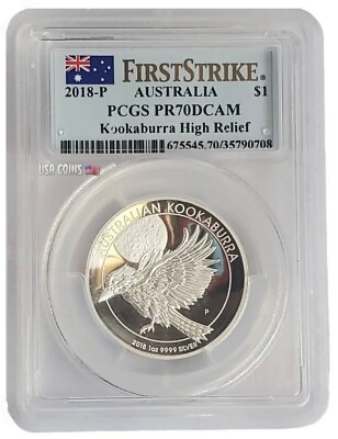 #ad 2018 1 Oz Silver $1 Australia KOAKABURRA PCGS PF70DCAM FS High Relief Coin. $109.95