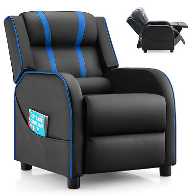 #ad Kids Recliner Chair Ergonomic Leather Sofa Armchair w Footrest Side Pocket Blue $128.49