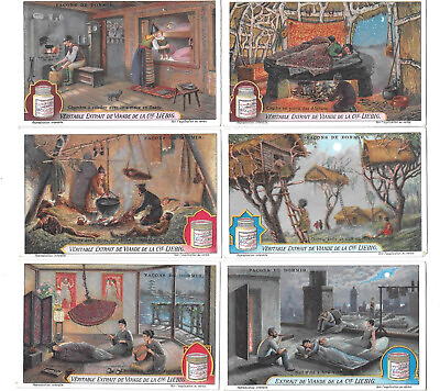 #ad LIEBIG TRADE CARDS HOW DIFFERENT PEOPLES SLEEP 1925 Set of 6 Cards S1166 French $16.50