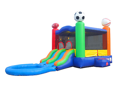 #ad Commercial Inflatable Bounce House Sports Dual Lane Water Slide Combo w Blower $899.99