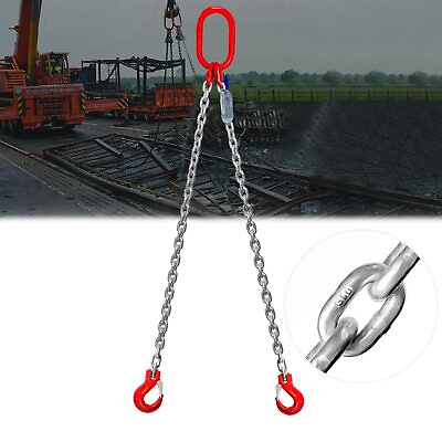 #ad Chain Sling Double Leg with Grab Hooks for Lifting 3 Ton Capacity G80 Mn Steel $66.09