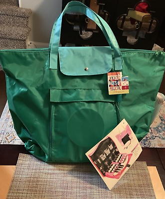 #ad Large Picnic Tote INSULATED Nylon Includes Service For 4 Green $17.49