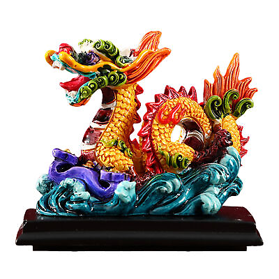 #ad Small Colorful Chinese Dragon Statue Chinese Feng Shui Zodiac Dragon Figurine $14.34