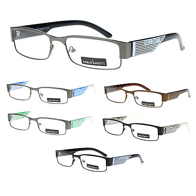 #ad Pablo Zanetti Unisex Half Metal Rim Narrow Rectangular Reading Glasses $9.95