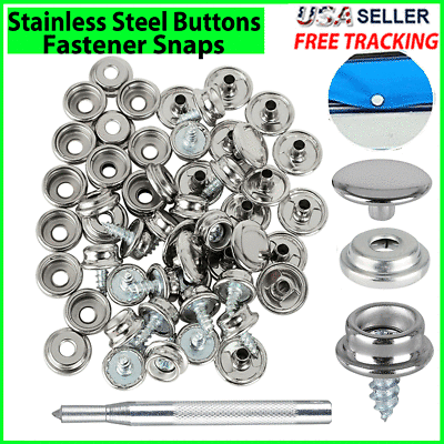 #ad 62pcs Stainless Steel Fastener Snap Press Stud Cap BUTTON Marine Boat Canvas Set $7.79