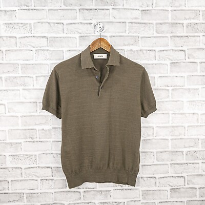 #ad BUCK MASON Men#x27;s Knit Cotton Polo Shirt Short Sleeve olive size Small $49.99
