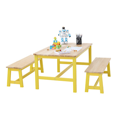 #ad VEVOR Kids Table and Bench Set Toddler Table and Chair Set of 3 for Arts Crafts $116.99