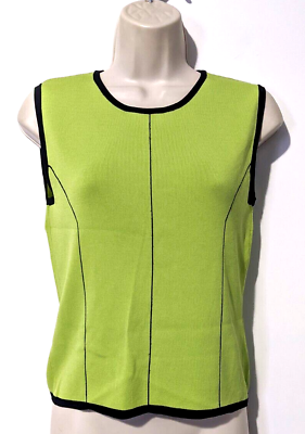 #ad Finity Women#x27;s Sleeveless Pullover Top Stretch Green Black EUC $14.39