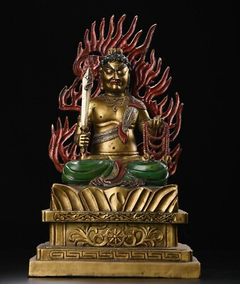 #ad 34CM Rare Old Tibet Copper Paintings Fudo Acala Acalanatha buddha sculpture $388.00