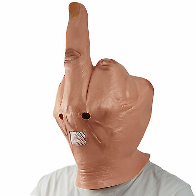 #ad Halloween Funny Bizarre Despise Middle Finger Full Head Latex Mask Costume Props $18.99