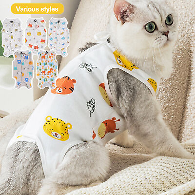 #ad Soft Breathable Cat Clothing Neck Drawstring Neutering Surgery Recovery Suit $9.96