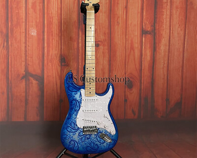 #ad Paisley Blue ST Electric Guitar Maple Fretboard 3S Pickup Tremolo Bridge Solid $198.34