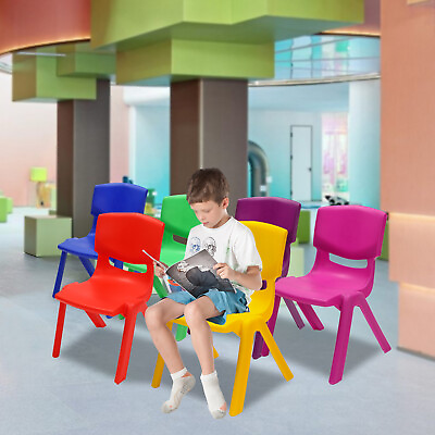 #ad 6 Pcs Stackable School Chairs Kids Stack Chairs Student Chair Plastic Multicolor $91.77