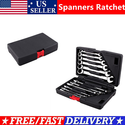 #ad 12pcs Metric Ratchet Flexible Spanner Set 8 19mm Combination Wrench Spanners US $37.99