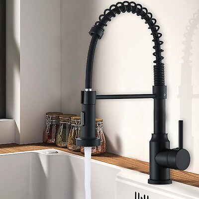 #ad Black Kitchen Faucet with Pull Down Sprayer Commercial Single Handle Sink Faucet $39.00