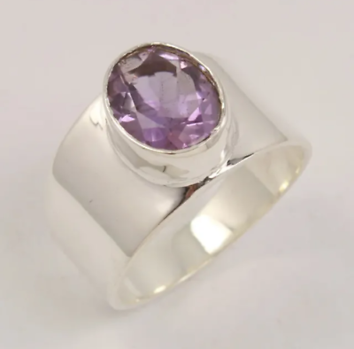 #ad Amethyst Gemstone 925 Sterling Silver Handmade Statement Ring All Size R367 $10.79