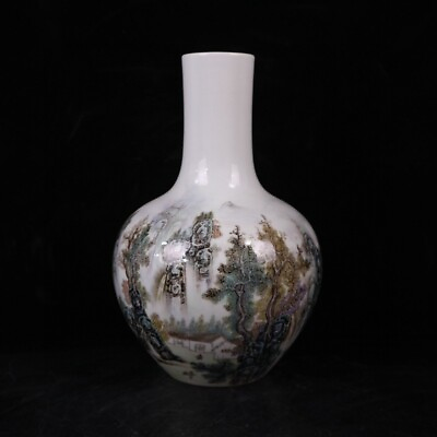 #ad 9.2quot; china antique qing dynasty famille rose porcelain landscape sky ball vase $373.49