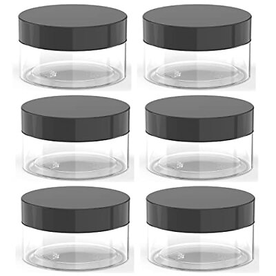 #ad 2oz Plastic Cosmetic Jars Leak Proof Clear Container with Black Lid for Cream... $16.65