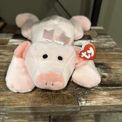 #ad Ty Pillow Pal Pink Pig Oink w Satin Neck Ribbon 1996 NWT 14quot; **EXCELLENT ** $24.99