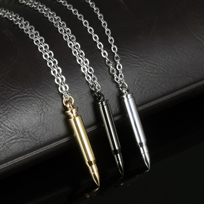 #ad Male Jewelry Boy Necklace Bullet Pendant Necklace Mens Boy Stainless Steel Decor $14.68