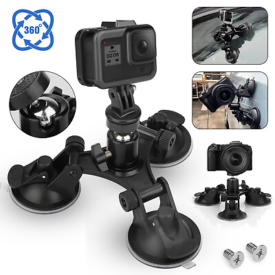 #ad Triple Suction Cup Car Holder Mount for GoPro Hero 10 9 8 7 6 5 DJI OSMO Camera $16.98
