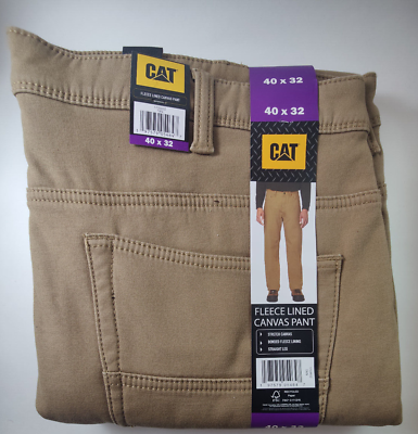 #ad CAT Caterpiller Fleece Lined Stretch Canvas Work Straight Pants Tan 40 x 32 $22.36