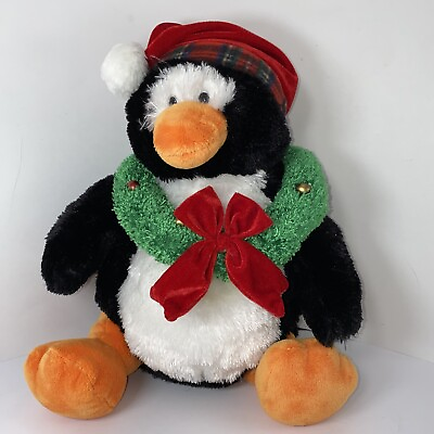 #ad Penguin Plush Big Gund Christmas Pals Vtg 80s Large 14” Stuffed 1986 Excellent $21.00