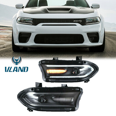#ad Pair Front LED Projector Headlights Assembly For 2015 2020 Dodge Charger SRT $262.99