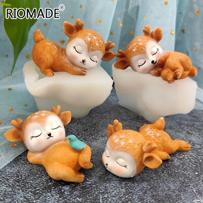 #ad 3D Cute Deer Silicone Mold Fondant Mould Cake Dessert Baking Decorating Tools $10.90