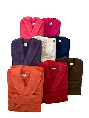 #ad Women bathrobe 100% Turkish Cotton Shawl Collar Terry Cloth Soft Absorbent $49.99