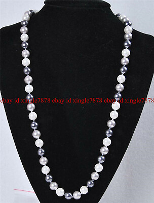 #ad Long 24quot; Natural 8mm South Sea Shell Pearl Gemstone Round Beads Necklace $4.99